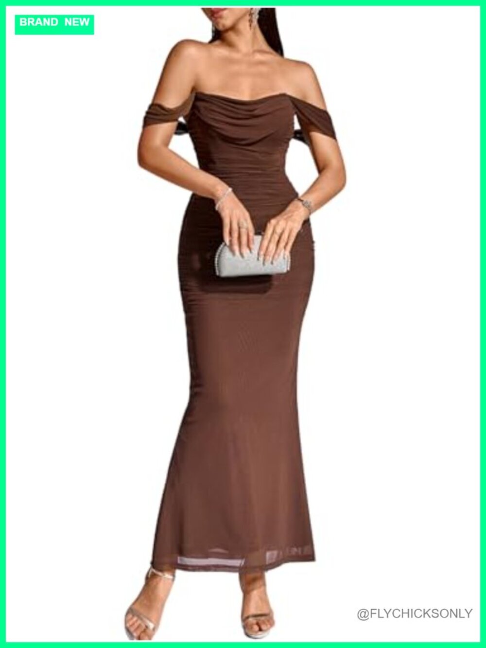 Off Shoulder Ruched Mesh Corset Maxi Dress Bodycon Backless Formal